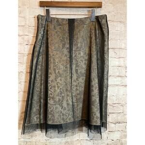 Loyandford Silk Skirt Womens 8 Floral Mesh Lace Overlay Whimsigoth Fairy Grunge